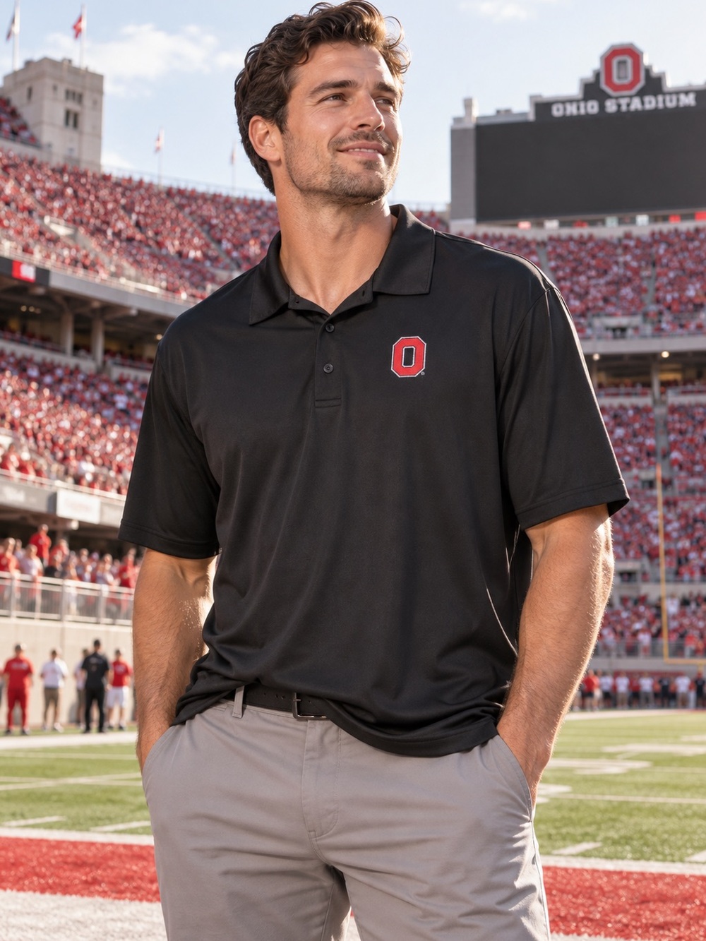 Ohio State University Buckeyes Scarlet & Gray Men’s XXL Black Polo Shirt Block O